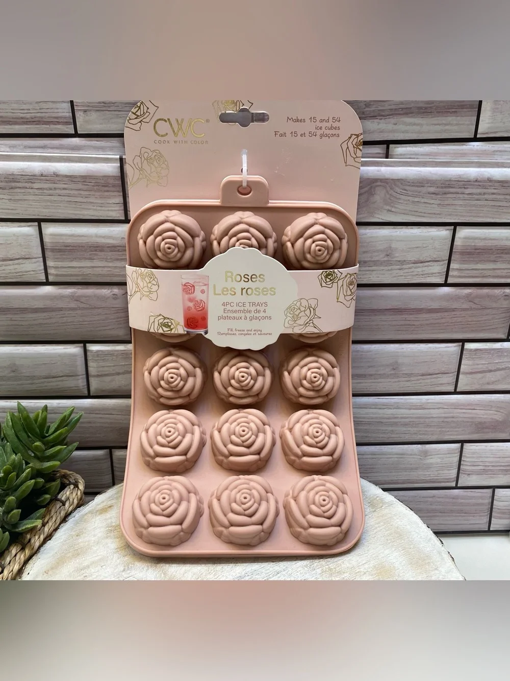 CWC ❤️Beautiful Roses shaped 4PC Ice Trays  mold BPA Free DIY NWT
